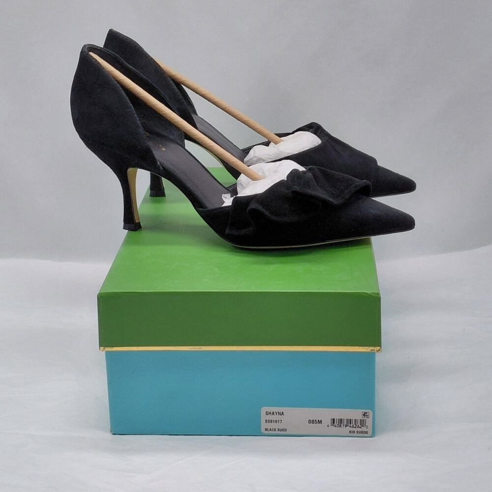Kate Spade Pumps Size 8.5 Black Suede Coquette Quiet Luxury Heels Wedding Party